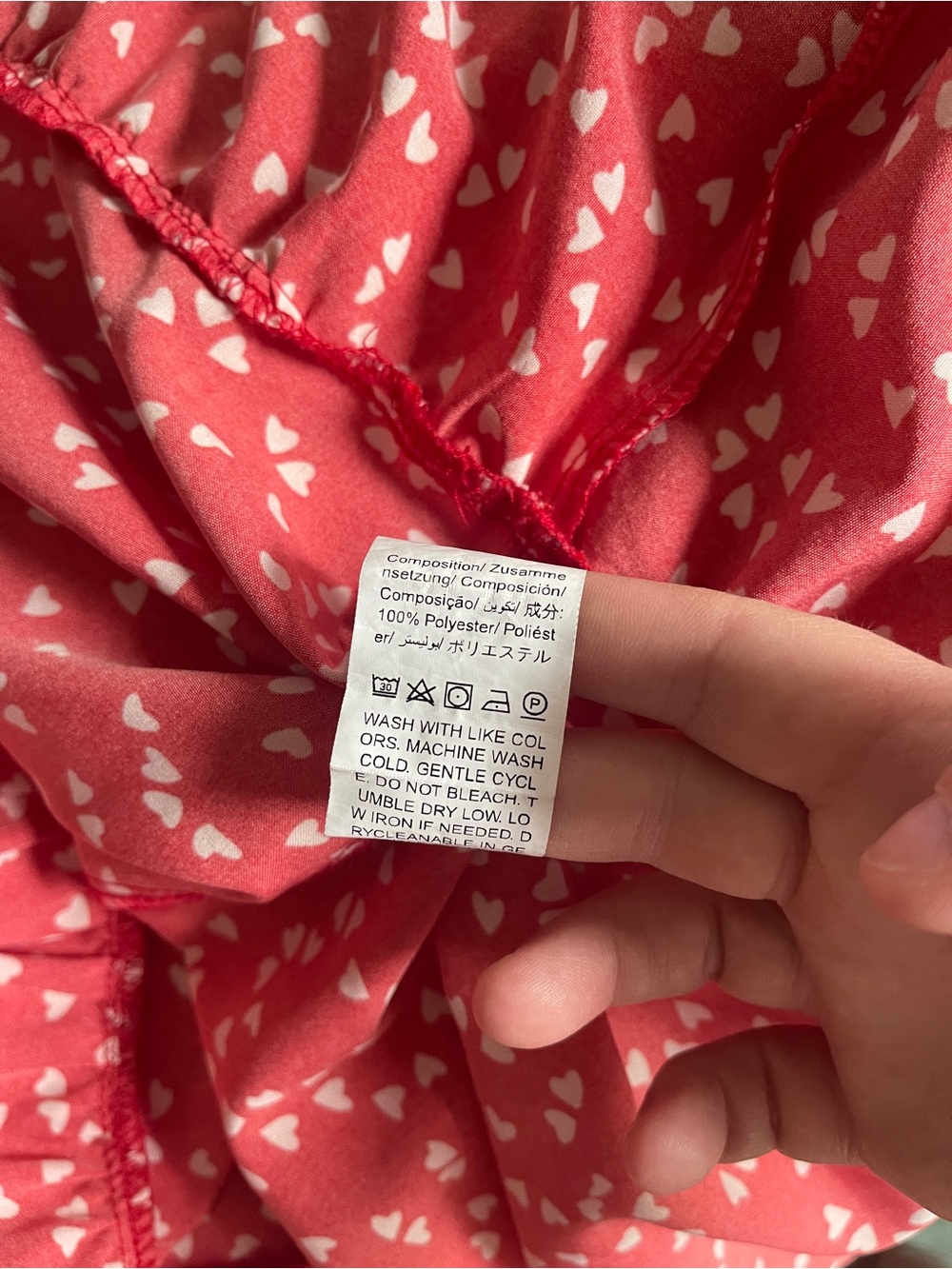 Red Heart Print V-Neck Babydoll Dress - Picture 7 of 7